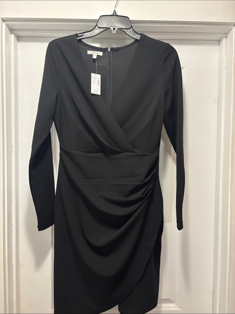 Maurices Black Long-Sleeve Faux-Wrap Dress